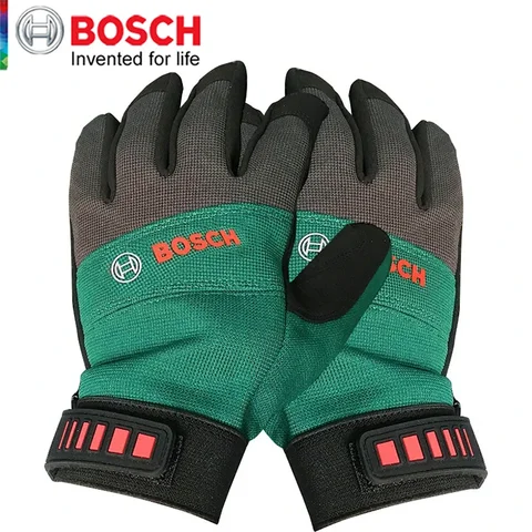 Защитные рабочие перчатки Bosch, нескользящие перчатки для электродрели и сада, для ремонта работ по дереву, рабочие варежки для электриков