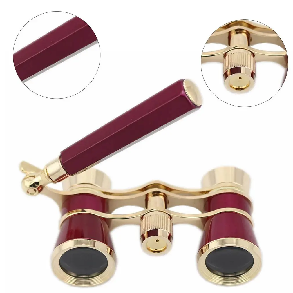 

3x25 Coated Binoculars Brass Opera Theater Glasses Metal Body with Handle Multiple Colour Retro Design Ms Gift Binoculars