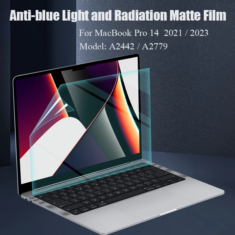 

Anti-Blue Light Screen Protector for 2023 Macbook Pro 14 M2 M1 Chip 2021 Anti Glare Radiation Protective Guard Matte PET Film