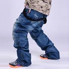 Новый стиль джинсовые лыжные брюки подтяжки джинсовые лыжные брюки мужские Катание на коньках сноуборде водонепроницаемые, ветрозащитные и теплые лыжные брюки
