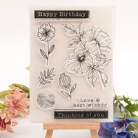 flower happy birthday stamp rubber clear stamp seal scrapbooking photo album decorative card making new arrival 2022