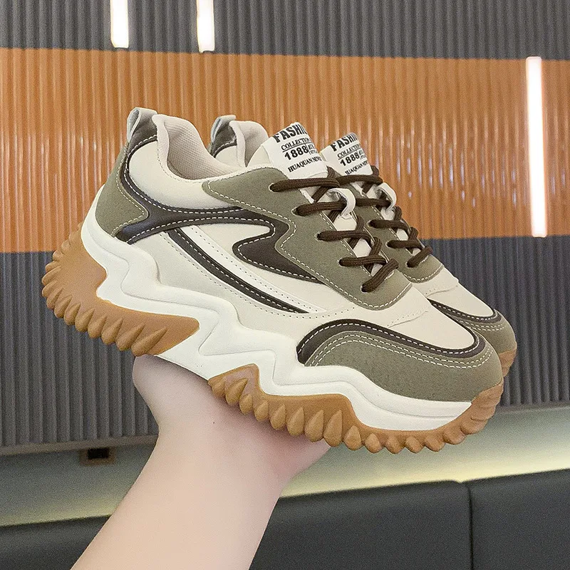 2022 New Women's Sneakers Autumn and Winter Thick-soled Heightening Daddy Shoes Comfortable Non-slip Outdoor Casual Sports Shoes