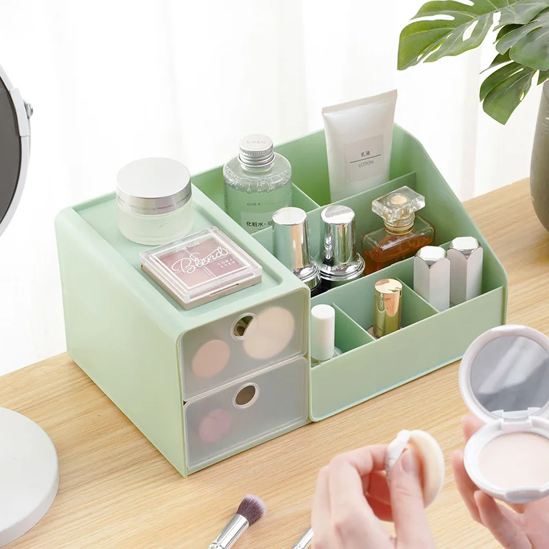 

Drawer Cosmetic Storage Box Nordic Plastic Jewelry Lipstick Simple Finishing Box Desktop Student Dressing Box