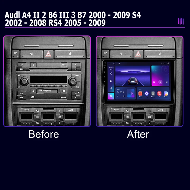 Фото Автомобильная радиостанция Roadivox Android для Audi A4 II 2 B6 III 3 B7 2000 2009 S4 2002 2008 RS4 2005 2009tape рекордер carplay №2