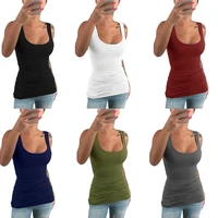 women ladies summer casual tank top solid color elastic cotton u neck tanks sleeveless slim vest tops s 5xl high quality new