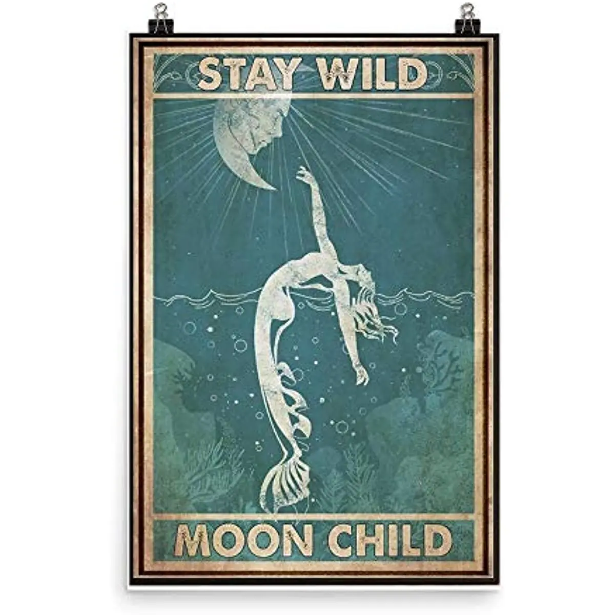 

Vintage Wall Decor Mermaid Stay Wild Moon Child Poster Retro Tin Signs,Kitchen Decor ,Wall For Bars,Restaurants,Cafes Pubs