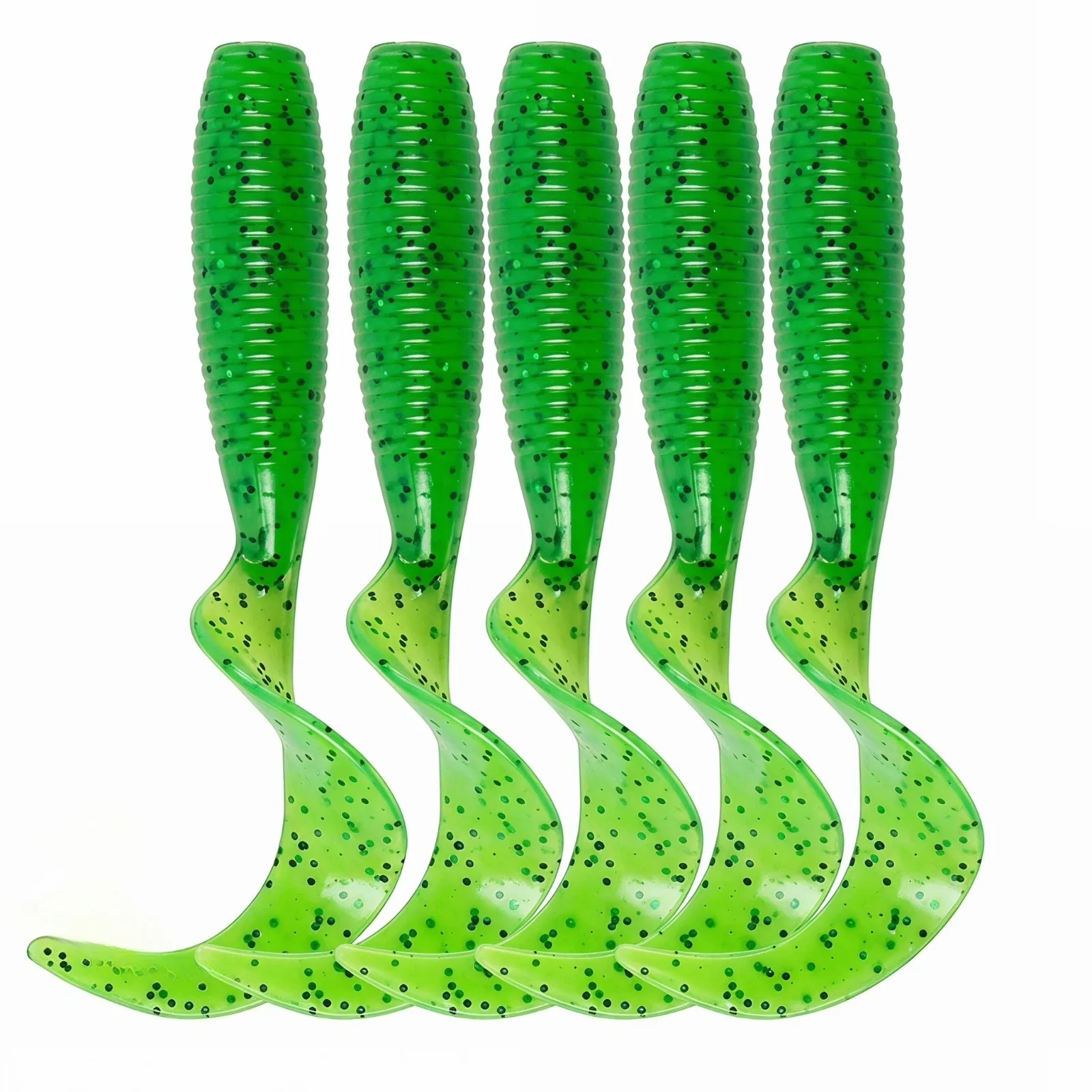 Фото Мягкая приманка Curly Tail Worm, 5 шт., прочная, устойчивая к разрывам, для джиг-головок, спиннербейтов, чаттербейтов и трейлер-приманок. №2