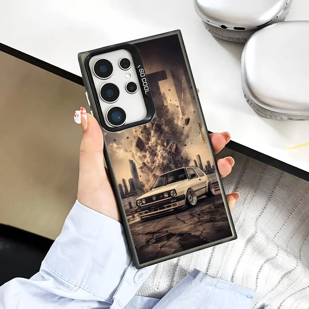 Фото Модный чехол GTI для Samsung Galaxy S26 S25 S24 S23 S22 S21 S20 Note20 Plus Ultra, цветной серебристый №1
