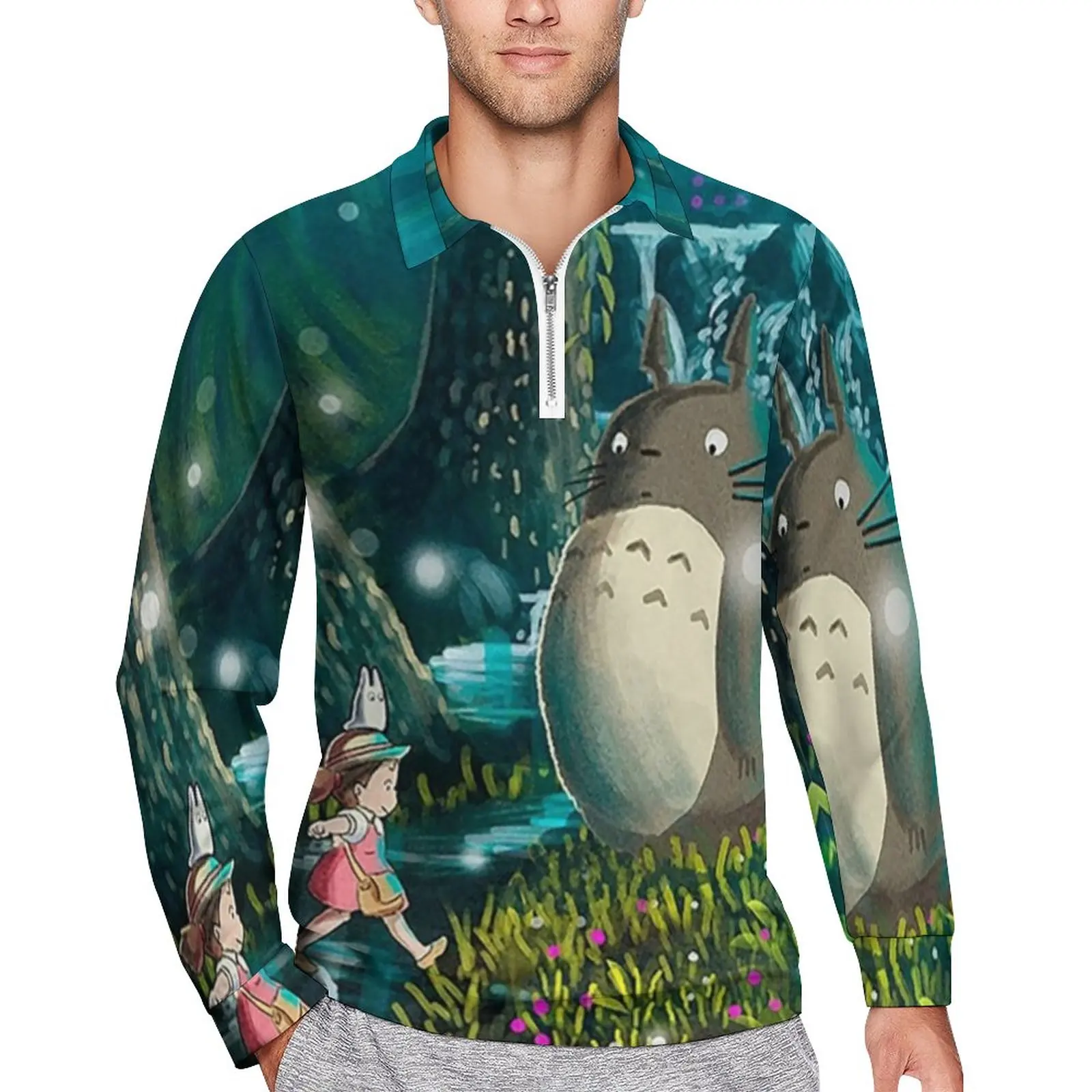 

My Neighbor Totoro Casual Polo Shirts Japanese Cartoon T-Shirts Long Sleeve Design Shirt Autumn Fashion Oversized Man Clothes