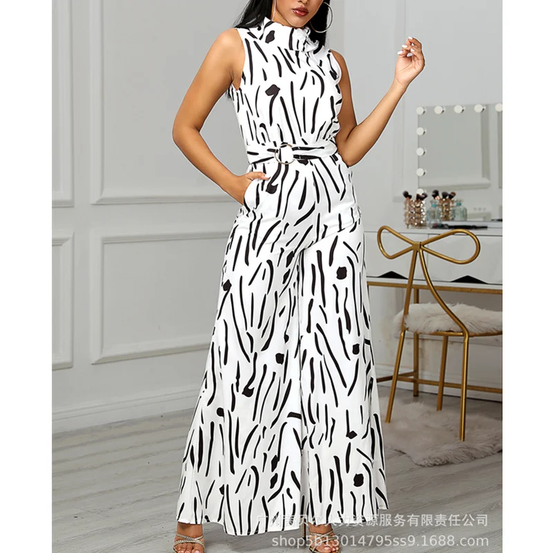 

Mandylandy Women Elegant Jumpsuit Lady Fashion Y2K Street Harajuku High Waist Corset Wide Leg Trousers Romper Overalls One Piece