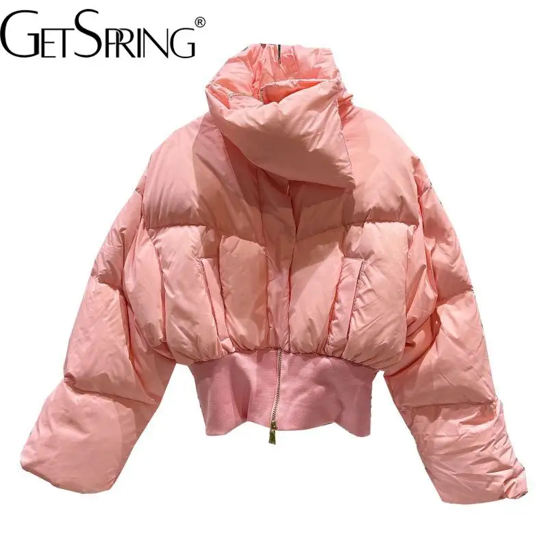 

Getspring Женская парка с высоким воротником розовые черные женские зимние пальто и куртки Теплая Подкладка модные женские куртки зима 2020 Новин...