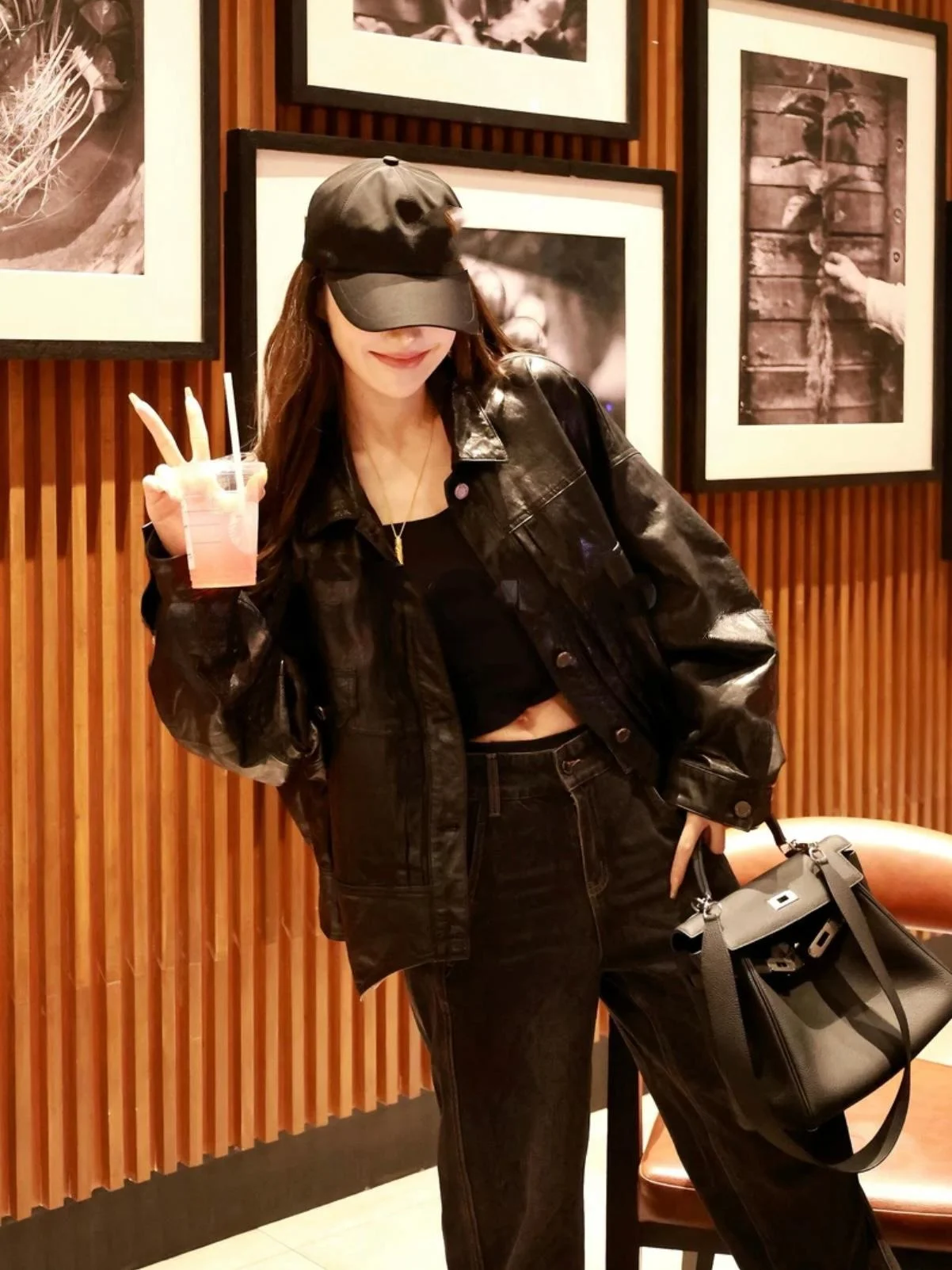 2024 новое однотонное пальто из натуральной кожи верхняя одежда мотоциклетный