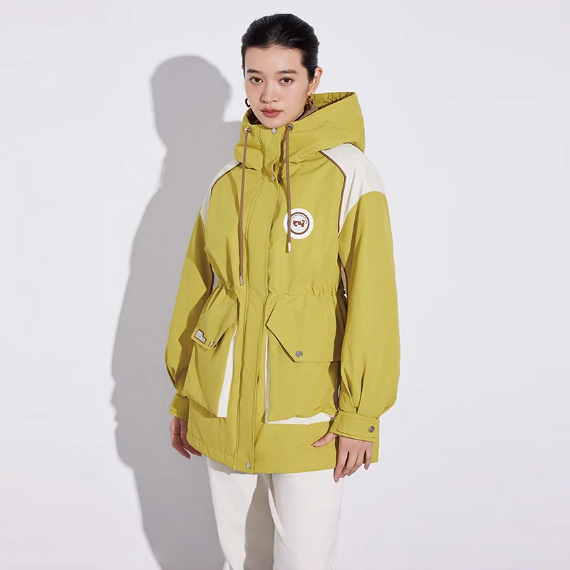 90 Белый утиный пух [Любовь] Капюшон Ветрозащитный пуховик соответствующего цвета