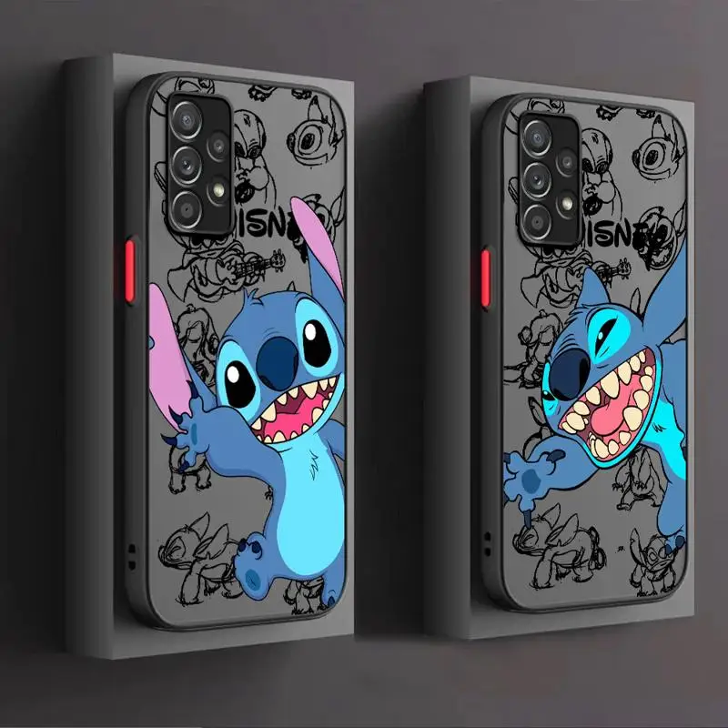 Чехол для телефона Disney Anime Naughty Stitch Samsung Galaxy A52 A32 A21s A16 A13 A55 A54 A12 A15 Los Como матовый фондс