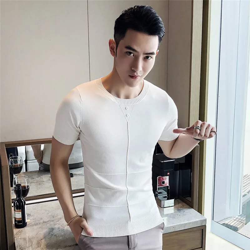 

5710-R-Summer short-sleeved shirt men's men's t-shirt short-sleeved port wind Polo shirt Harajuku Slim