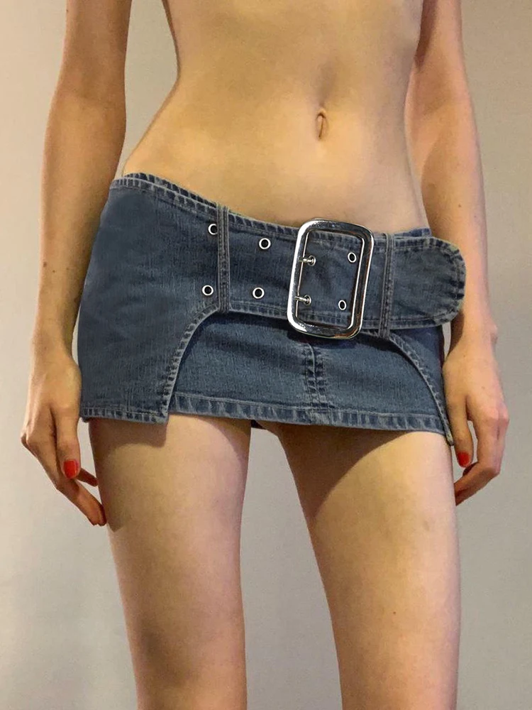 

Y2k popędzający niski wzrost mikro krótka spódniczka 2022 moda damska odzież Vintage jeansowa spódniczka Harajuku Streetwear