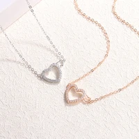 s925 silver blogger with the same trend fashion love necklace net red hot rose gold heart necklace can be used as a wedding gift