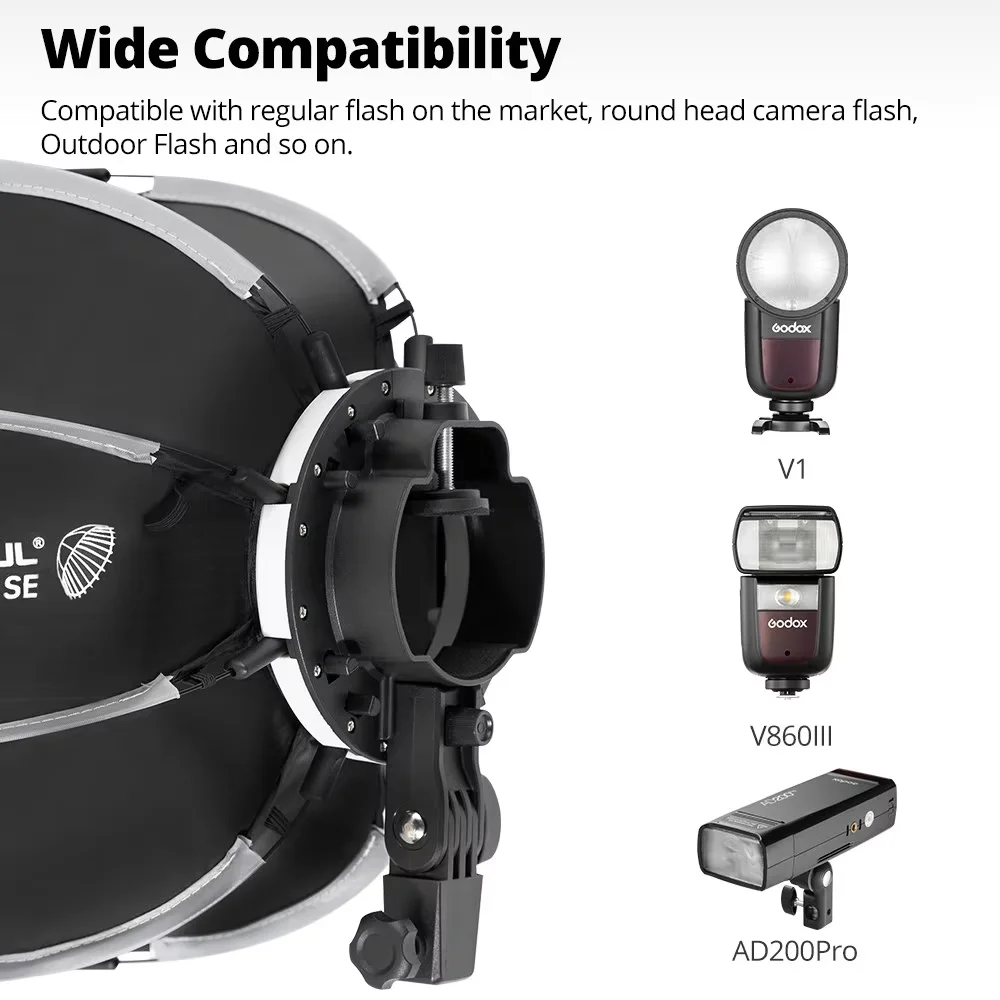 Фото Ambitful PF30/PF40 30см/40см Мини-софтбокс-осьмигранник для вспышки + сотовая сетка для Godox, портативный, для использования на улице №4