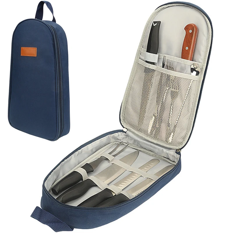 

Professional Chef Knife Roll Bag 7 Slots Portable Travel Carry Case Storage Pockets Cleaver Slicing Santoku Utensil Organizer