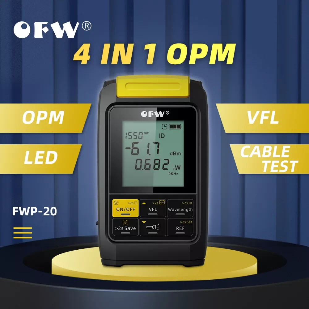 

NEW2023 4 in 1 Multifunction Optical Power Meter Visual Fault Locator Network Cable Test Optic Fiber Tester OPM 1mW 20mW 30mW VF