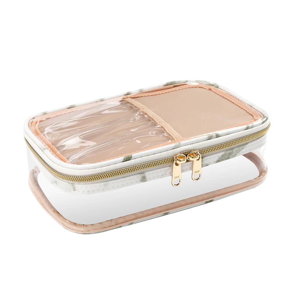 

Portable Clear Makeup Bag For Travel - Stay Organized On Go Organizer Cosmetic Storage Waterproof