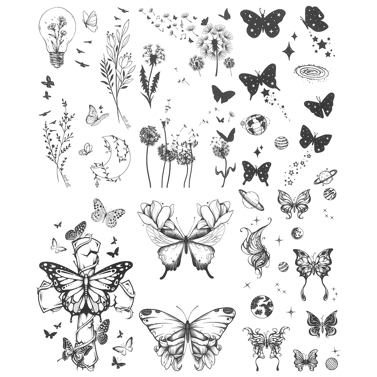 

12 Sheets Butterfly Tattoo Stickers Realistic Tattoos Women Fake Vintage Temporary Adult Body