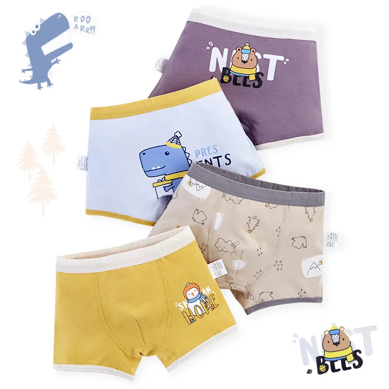 4 шт./Лот детское нижнее белье для мальчиков Мультяшные детские шорты трусики