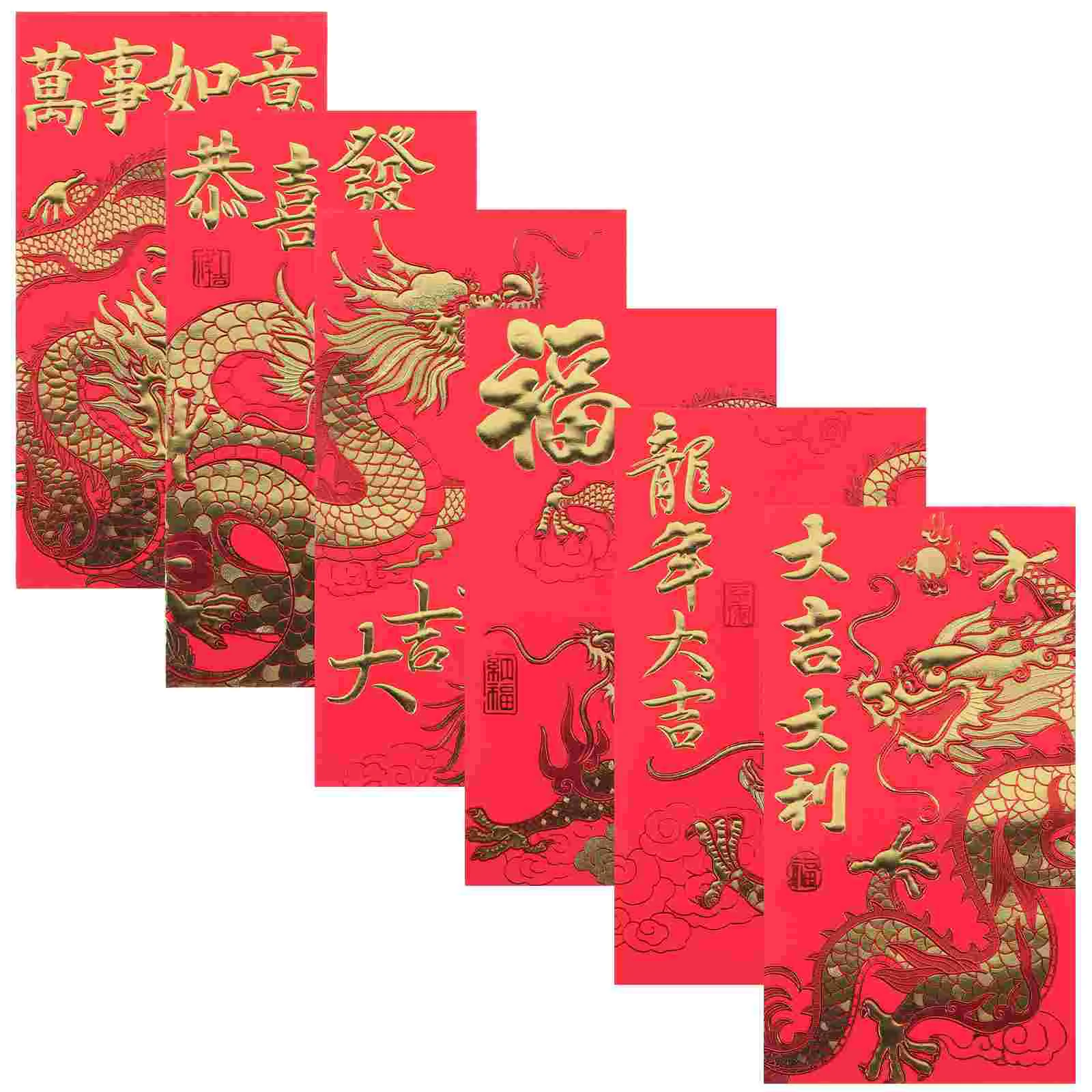 

6 Pcs Festival Red Envelopes Luck Money Bag Chinese Pocket New Year Packets Paper Lunar Gift Bags
