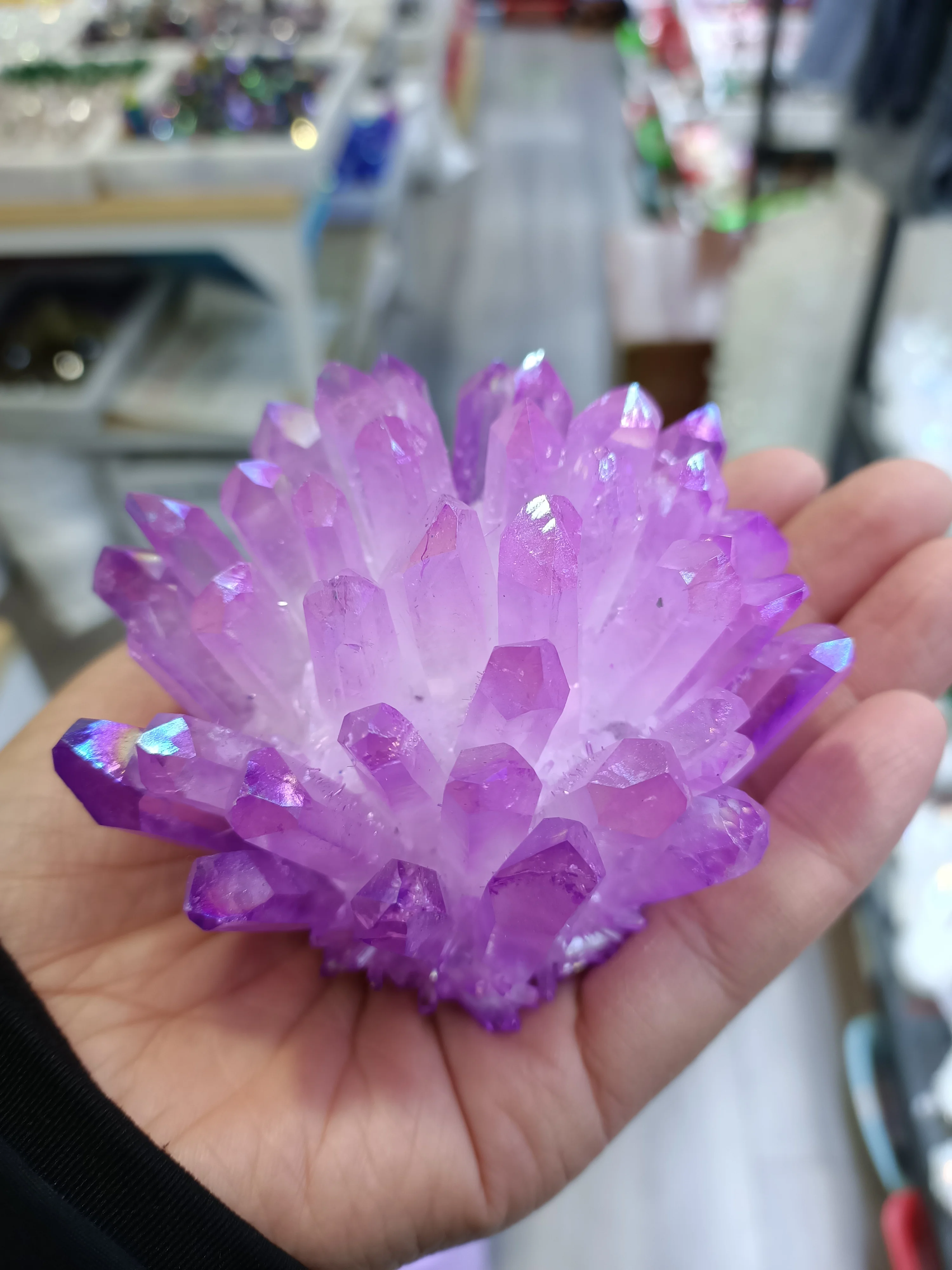

Electroplated purple Crystal Cluster Mineral Specimen Quartz Crystal Stone Healing Home Office Decoration Gift