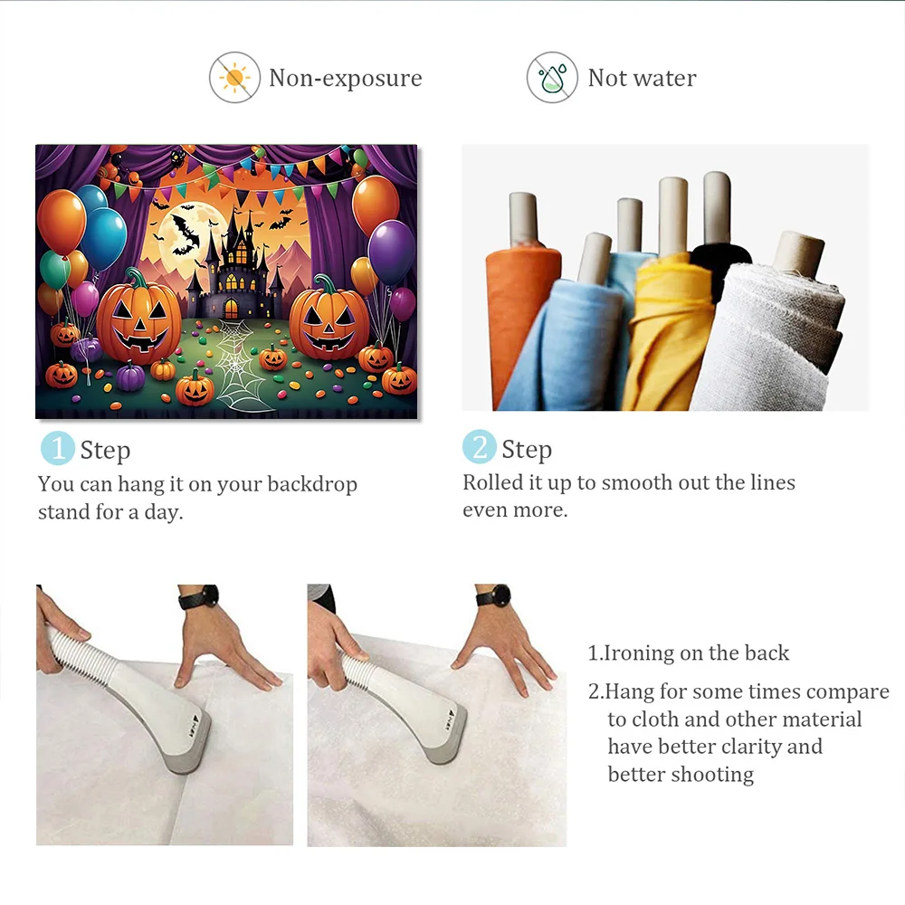 Фон на Хэллоуин воздушный шар Тыква фонарь замок летучая мышь Ночь Луна детский