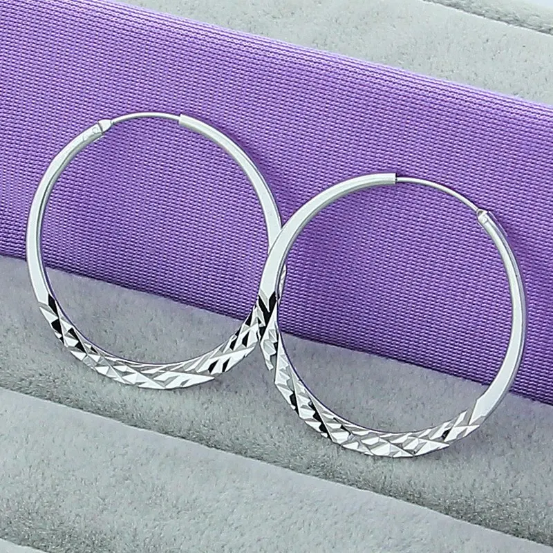 

50MM/5CM Big Silver Hoop Earrings For Women Female Unusual Earring Retro Fine Boho Jewelry 2022 Trend Free Shipping Chrismas