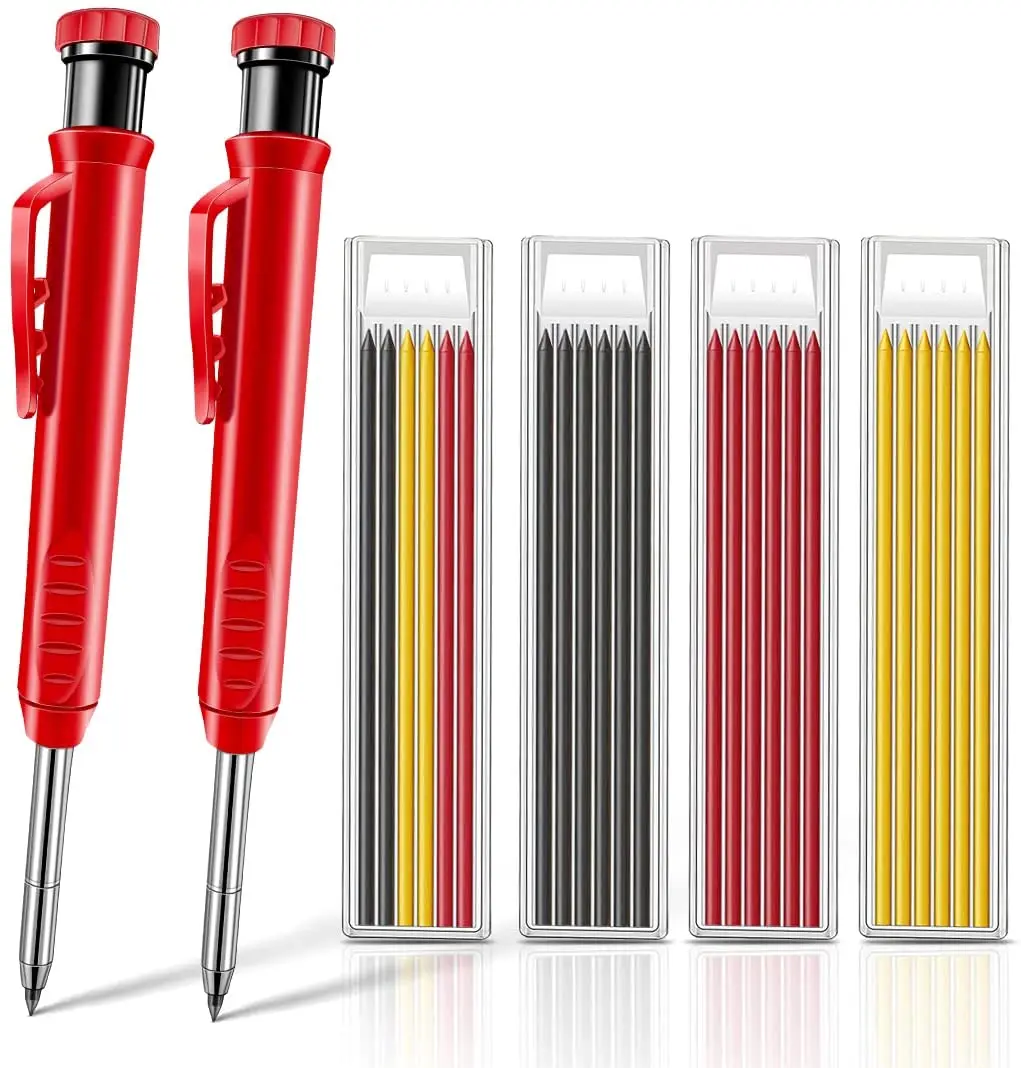 Set Woodworking Tools Mechanical Pencil 3 Colors Refill Construction Job Tools Carpentry Marking Scriber