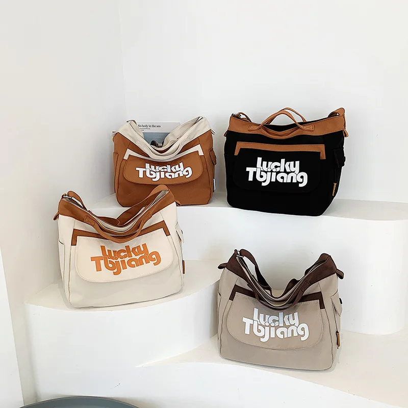 CGCBAG 2023 New Fashion Lage Capacity Women Messenger Bag Casual Canvas Shopper Shoulder Bag Simple Female Designer Tote Bag