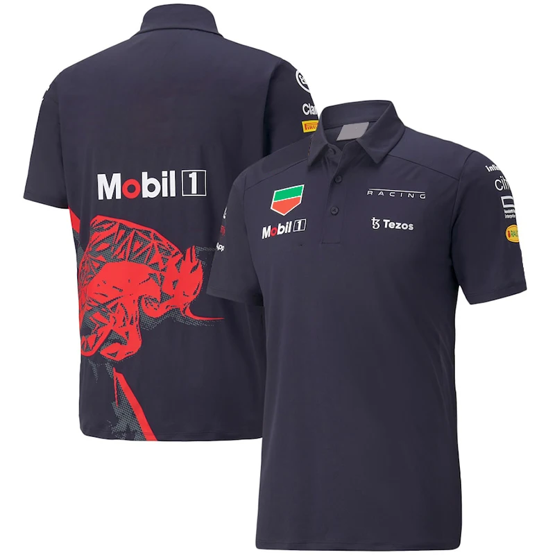 

F1 Racing Formula One Team T-Shirt 2022 Summer New Red Racing Fan Outdoor Short Sleeve Casual Sports Bull Polo Shirt Top