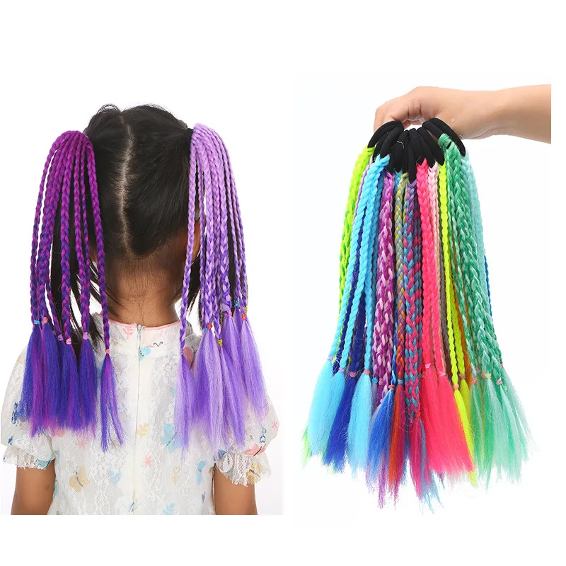 

1 PCS New Girls Dirty Braids Colorful Twist Tie Wigs Ponytail Headbands Rubber Bands Princess Headwear Kids Hair Accessories
