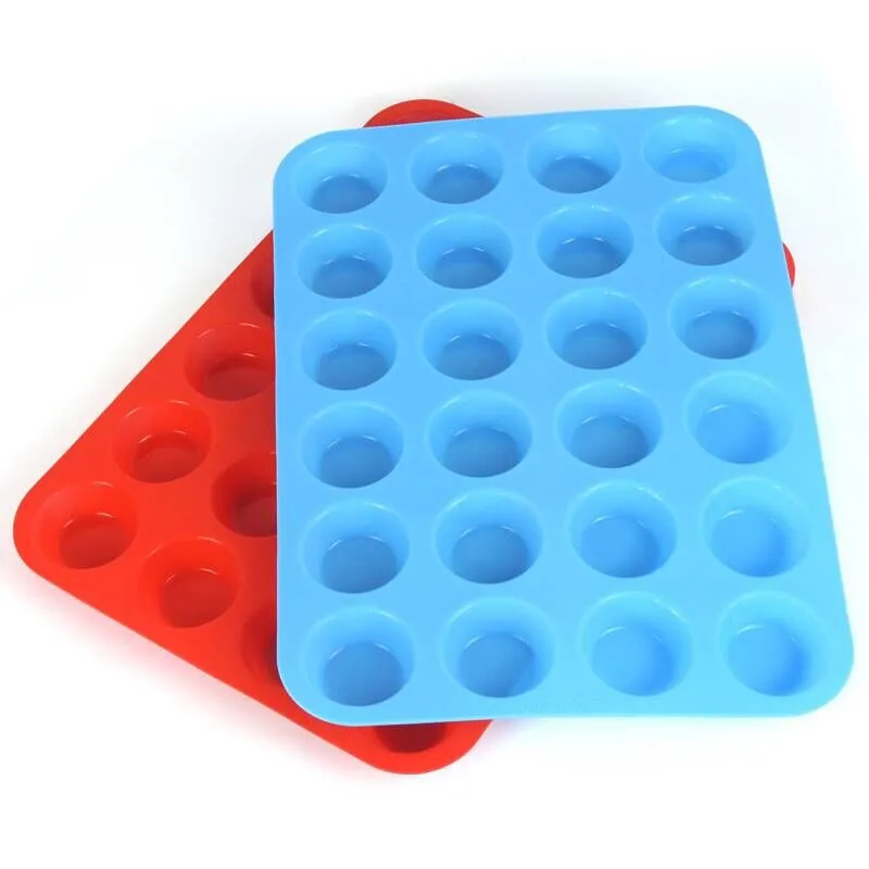 

Mini Muffin Cup 24 Cavity Silicone Soap Cookies Cupcake Bakeware Pan Tray Mould Home DIY Cake Pudding Jelly Mold Cake Decor Tool