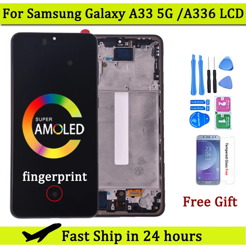 ЖК-дисплей AMOLED для Samsung A33, цифровой преобразователь сенсорного экрана в сборе, Super AMOLED для Samsung A33