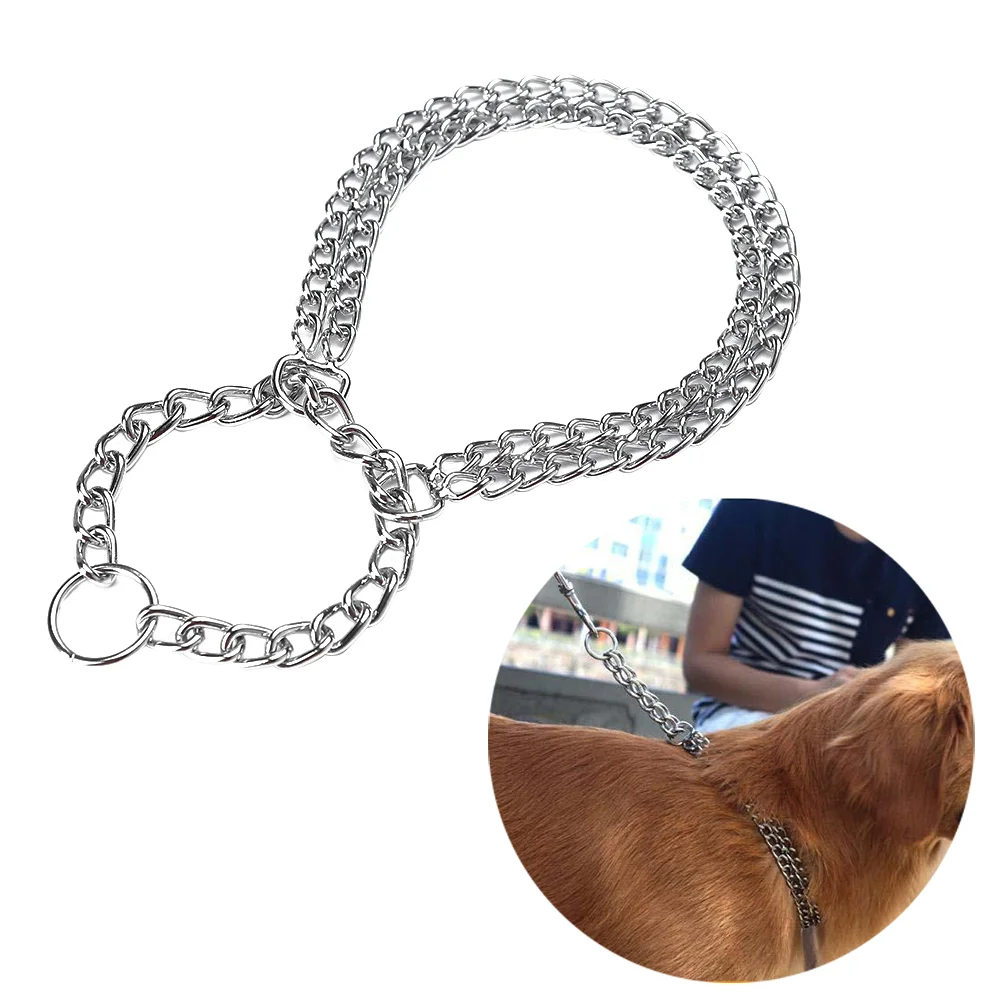 

1PC Heavy-duty Adjustable Silver Plated Double Row Dog Chain Metal Chain Training Dog Supplies