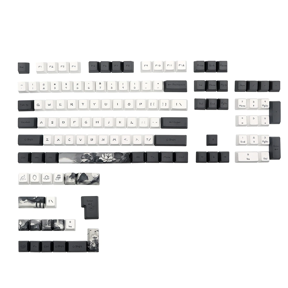 

124 Key Ink Lotus Keycap Profile Pbt Dye Subbed Keycaps for MX Switchen Dz60 Anne Pro2 Gk61 Rk61 68 980 108 Key Cap