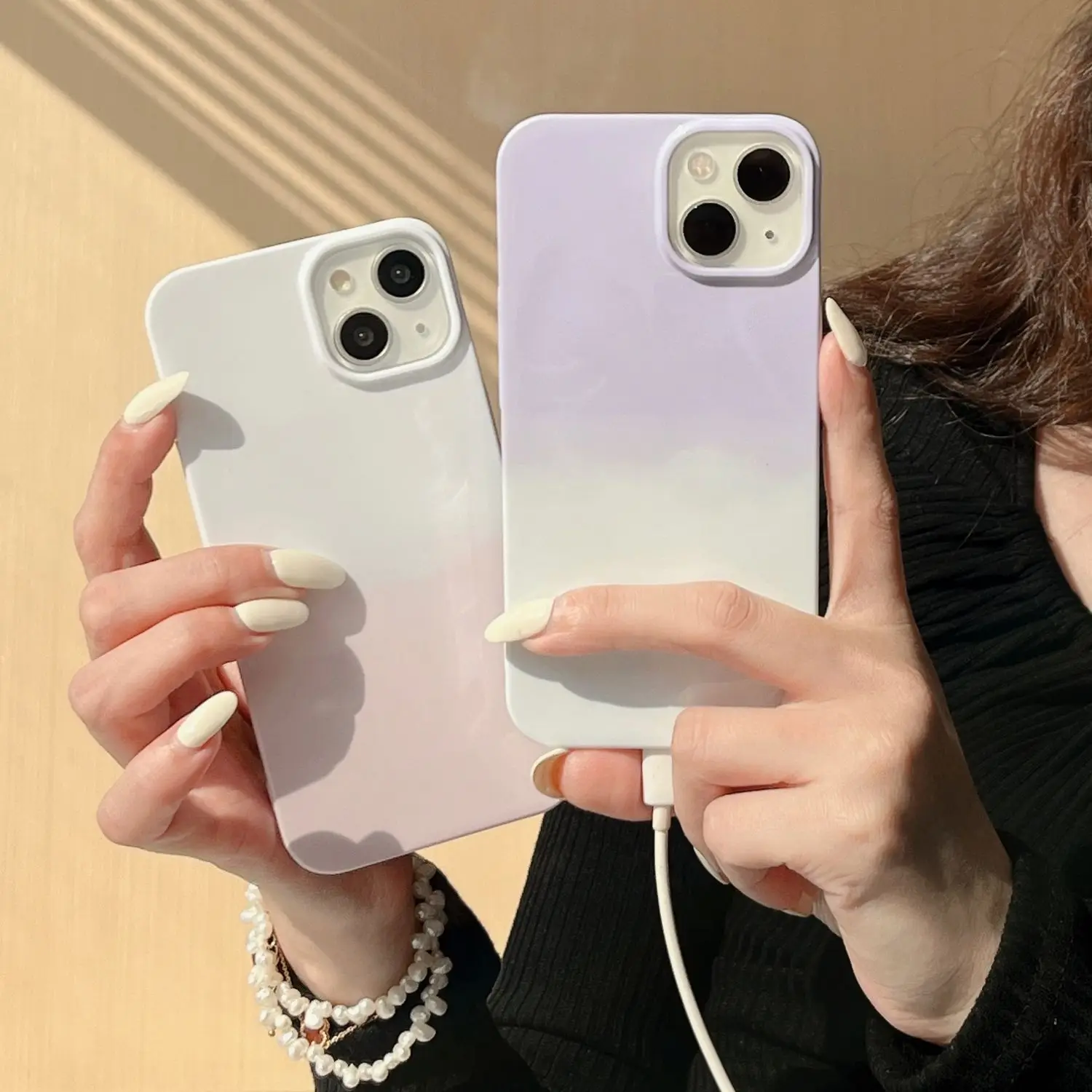 

Simple gradient powder Film shell suitable for iPhone14promax Apple 13 phone case 11 All-pack 12 hard shell