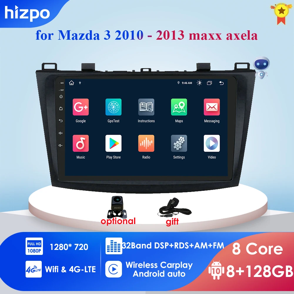 

9-дюймовый Автомобильный мультимедийный видеоплеер на Android 10, 2 ГБ + 32 ГБ для Mazda 3 Mazda3 2004-2011, 2din, gps-навигация, радио, стерео, Wi-Fi, без DVD