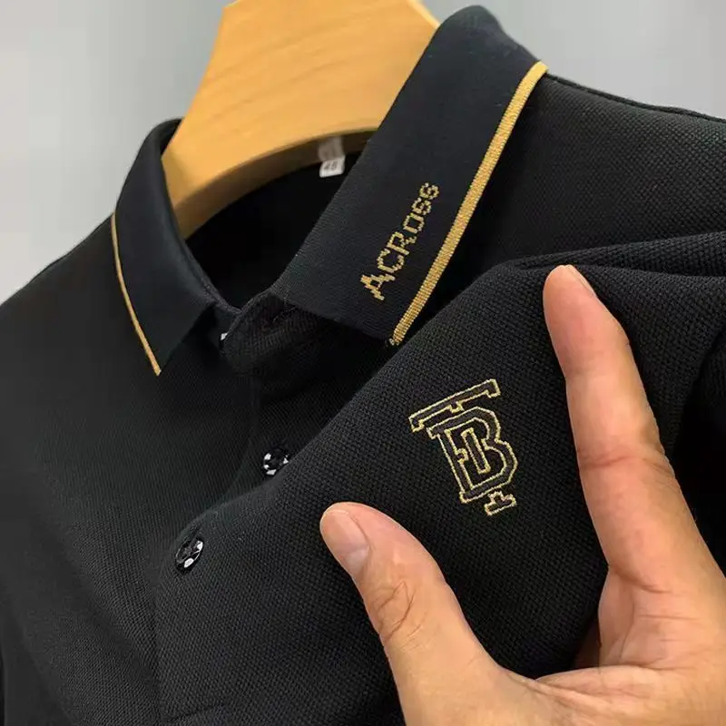 

Cotton Embroidered Men's Polo Shirts Solid Color Slim Fits Polo Shirts for Men New Summer Brand Social Polos Men