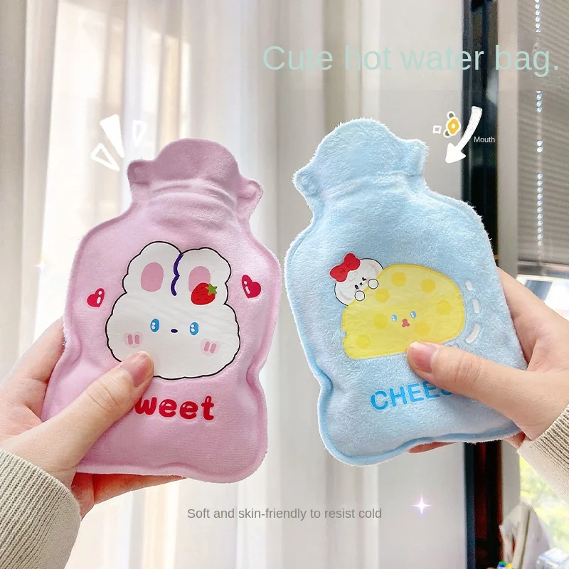 

Cute Flocking Hot Water Bag Portable Hand Warmer Small Hot Water Bag Mini Explosion-proof Hot Water Bottle Irrigation Type