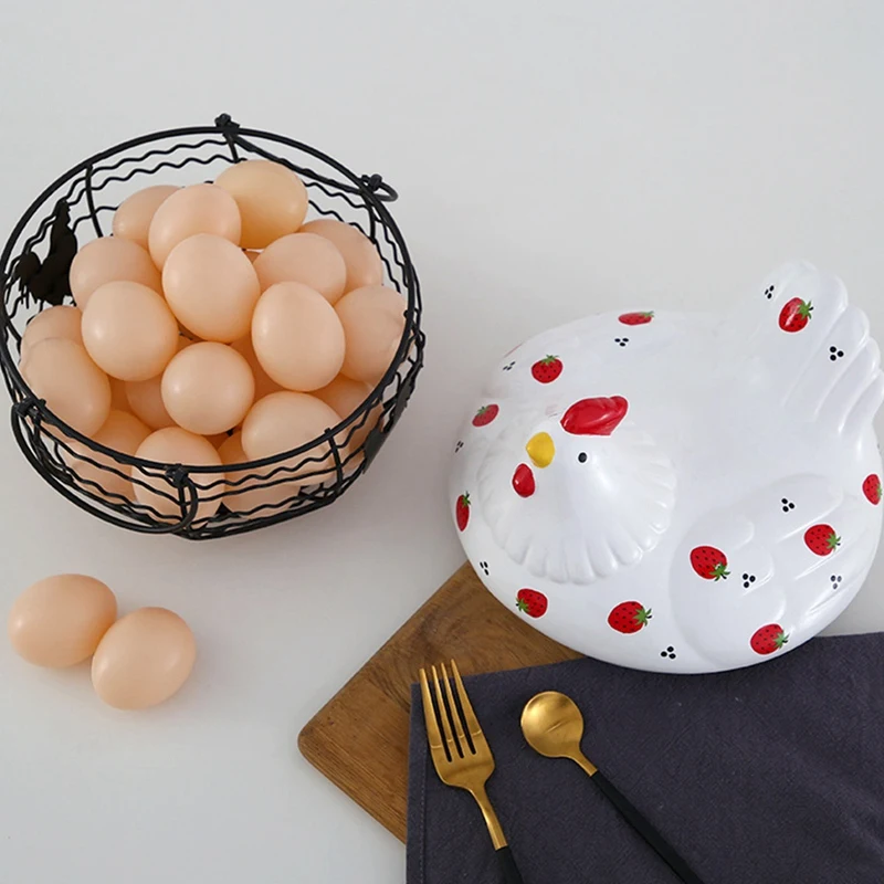 Корзина для куриных яиц хранения керамическая и железная декоративная корзина с