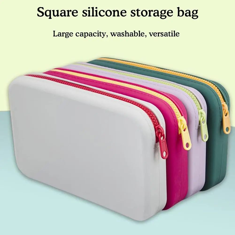 

Квадратная силиконовая сумка для хранения большой емкости, портативный дорожный Косметический Водонепроницаемый Многофункциональный цифровой органайзер для мытья косметики