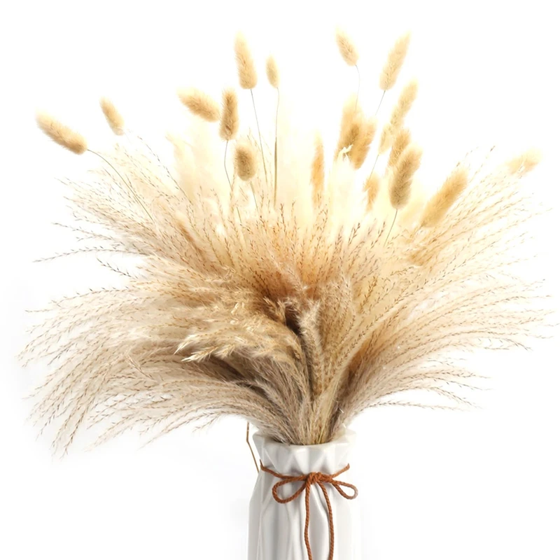 

LBER пампасная трава 80 шт. сушеные цветы натуральная пампасная трава декоративная тростниковая трава сушеные цветы украшение бохо пампасная ...