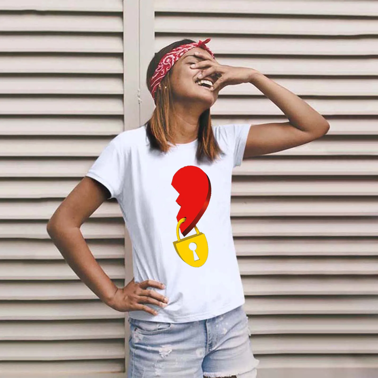 

T-Shirt Sleeve Printed Day Heart Womens Blouse Valentine's Tops Short Women's Blouse Chicken T Shirt Men T Shirt