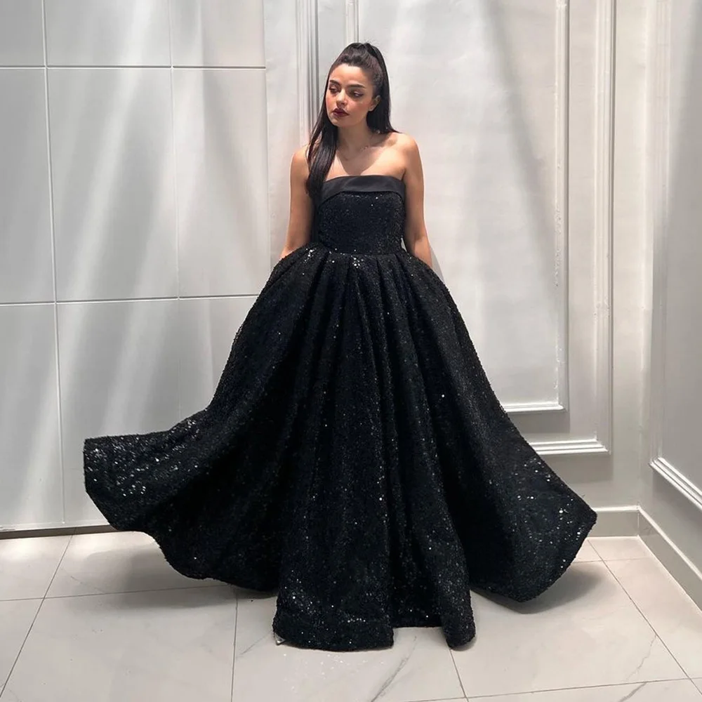 

Xijun, черные вечерние платья с кристаллами, украшенные пайетками, Саудовский, арабский стиль, без рукавов, плиссированные, с рюшами, Дубай, женское платье для выпускного вечера, официальное платье