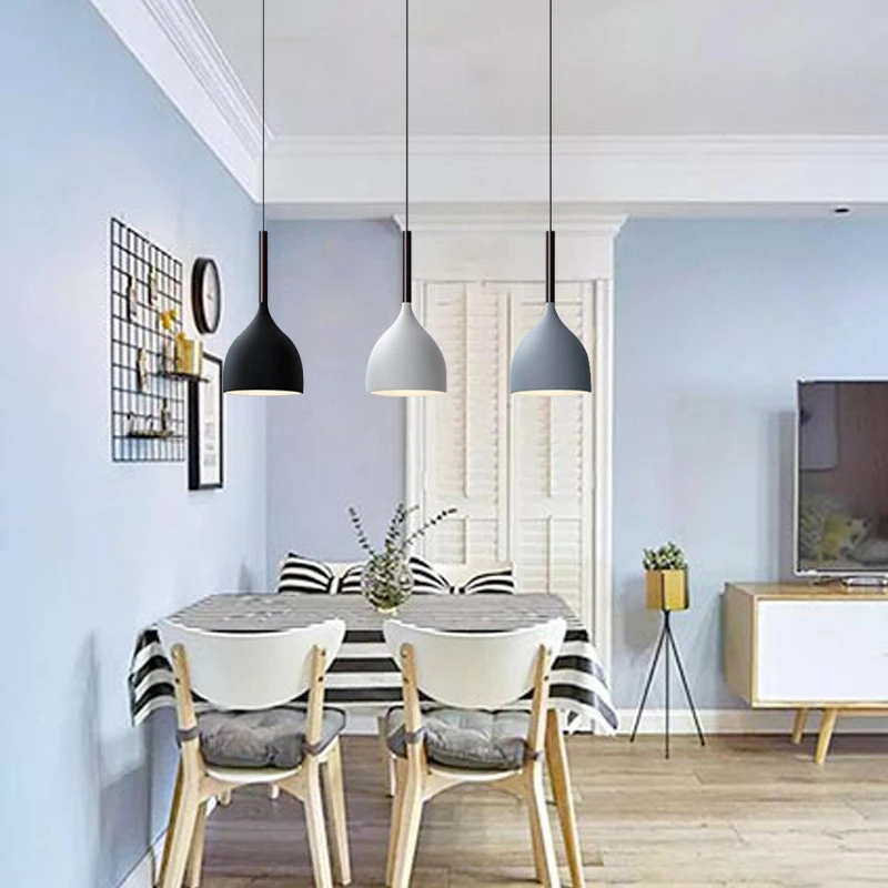 Современная черная люстра с одной головкой для спальни изголовья кровати