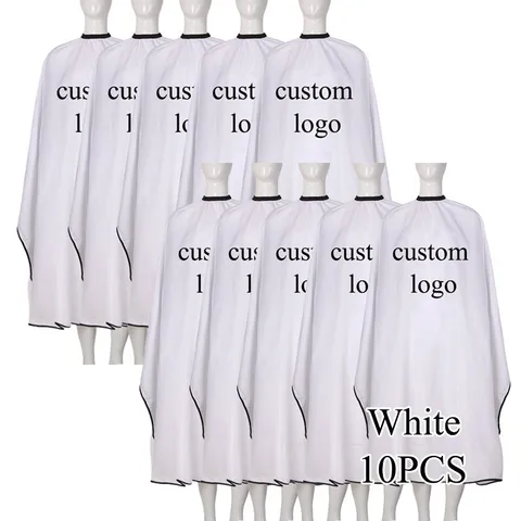 Платье для стрижки волос, накидка для парикмахера, водонепроницаемая длинная накидка, парикмахерская накидка для стрижки, фартук, 10 шт., логотип на заказ, черный, белый, розовый фартук-накидка